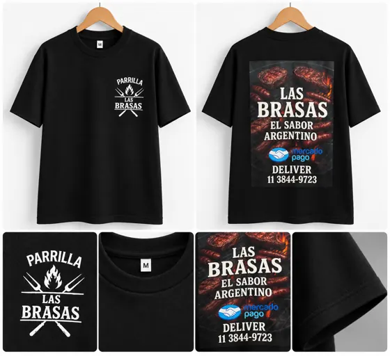 Remeras negras de la parrilla Las Brasas